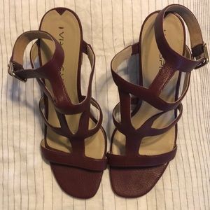Burgundy Via Spiga wedge sandals
